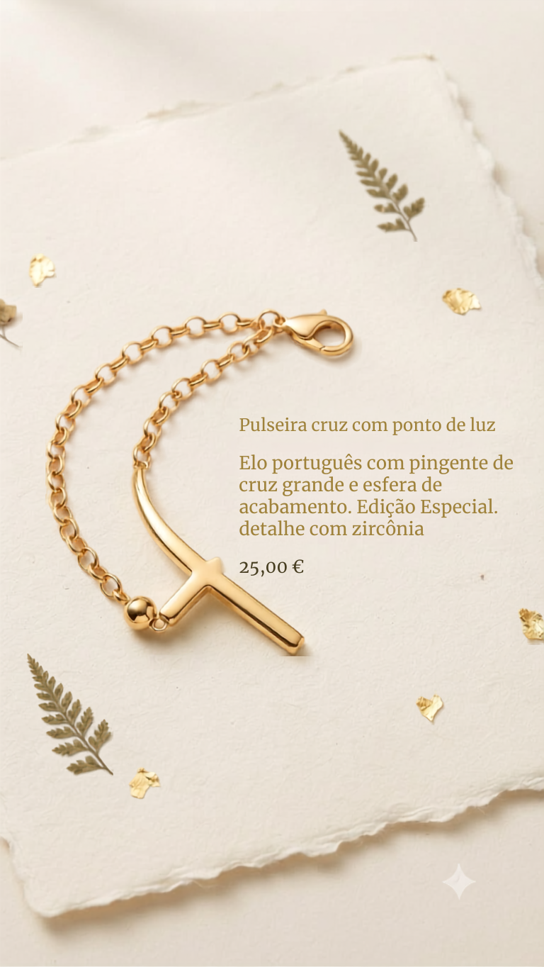 Pulseira cruz com ponto de luz